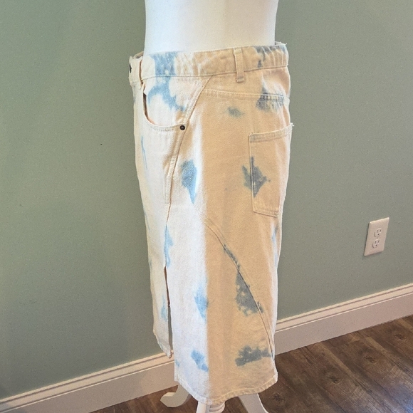 Future Collective Gabriella Karefa Size 12 Ivory & Blue Tye-Dye Denim Skirt - Picture 8 of 14